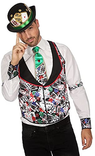 TH-MP Casino Spielkarten Poker Kostüm Fasching Karneval Mottoparty Herrenkostüm Damenkostüm (Casino Herrenweste, 54)