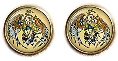 Bloody devil Manschettenknöpfe im Steampunk-Eule-Design, Eulen-Krawattenclip, Manschettenknopf und Krawattenklammer für Ihn, Geschenk für Herren, Eulen-Schmuck, individuelle Vogel Manschettenknöpfe