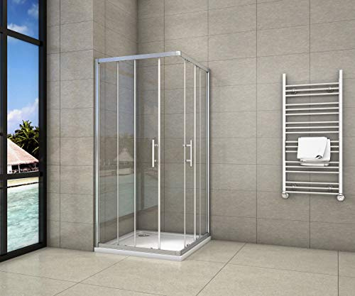 Box Doccia angolare 100x100x195cm vetro 2 ante una fissa ed una scorrevole | angolare, scorrevole