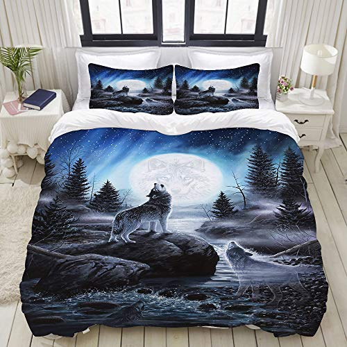 SnowXXL Bettwäsche-Set, Mikrofaser,Ressentiments gegen den Wolf,1 Bettbezug 135 x 200cm + 2 Kopfkissenbezug 80x80cm