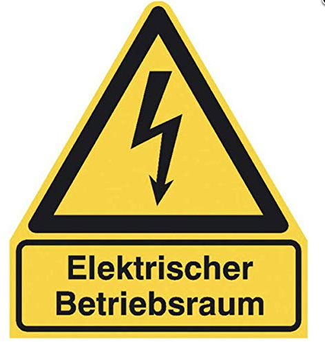 Aufkleber elektrischer Betriebsraum Schild ISO7010 ASR gelb 210x245mm