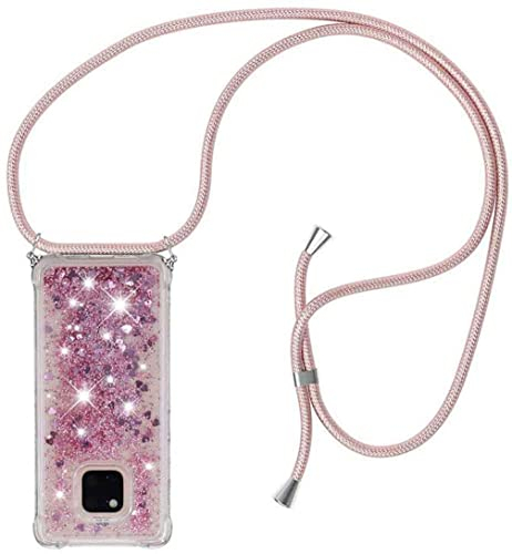 HongMan Custodia per Cellulare con Corda per Huawei Mate 20 PRO, Liquido Sabbie Mobili Bumper Case TPU Cover con Collana Practical Stylish/Necklace Cordoncino Cordino Case