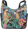 Anuschka Klassische Handbemalte Hobo Tasche aus echtem Leder mit beschlagenen Seitenfächern - Jungle Queen