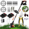 Strimmer, Cordless Strimmer, Garden Strimmer, Electric Cordless with 2 X 21V Lithium Battery, Metal Blade Strimmer With 3 types of blades, Grass Strimmer Retractable, Suitable for Garden Lawn
