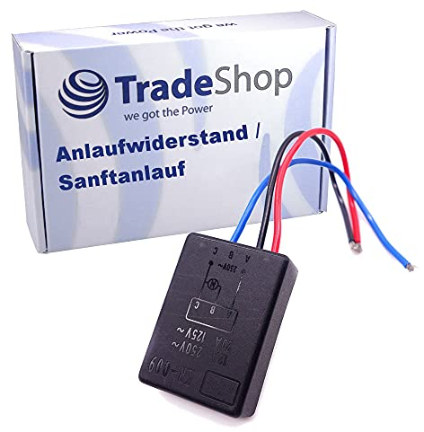 Trade-Shop Resistencia de arranque/arranque suave/arranque suave, 12 A, 230 V, incluye 3 cables de repuesto para máquinas Einhell Bosch, Makita, Dewalt Scheppach, Holzmann Hitachi