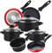 Magefesa Bateria de cocina 7 piezas MAGEFESA Kenia de acero vitrificado con juego de sartenes (16/20/24 cm) Navy Red en aluminio prensado
