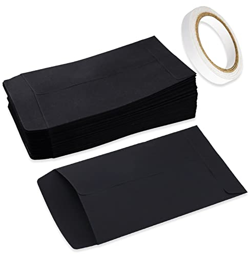 100 Papiertüten Klein Samentütchen 10 x 6 cm Schwarz Kraftpapier Tüten für Gastgeschenke Hochzeit, Süßigkeiten, Münzen