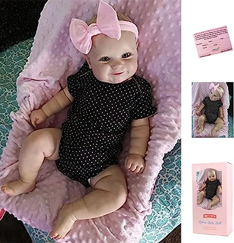 AIBAOLIAN 55 cm Reborn Puppe Lebensecht - Babypuppe für Kinder Ab 3 Jahre, Realistisch Neugeborenes Silikon Weichkörper Baby Spielzeug Geschenk