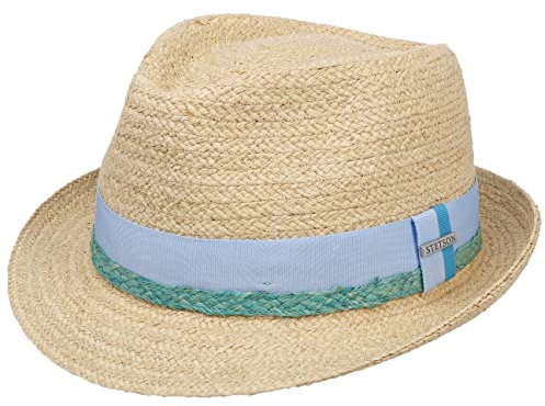 Stetson Vantella Trilby Strohhut - Naturfarbener Hut aus 100% Stroh - Sommerliches Design - Raffiahut für Damen und Herren - Frühjahr/Sommer Natur L (58-59 cm)