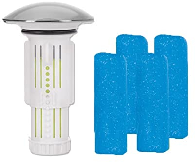 Abflussfee Waschbeckenstöpsel inkl. Verschlussstopfen und 5 Reinigungssteinen (Meeresbrise blau)