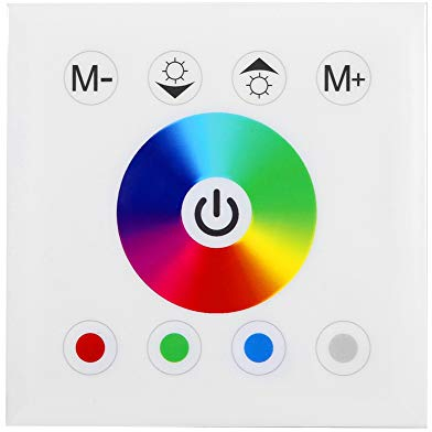 RGBW LED-Dimmer-Wandschalter, an der Wand Montierter Touchpanel-Dimmschalter Buntes RGBW-Controller-LED-Touchpanel für LED-Lichtleiste(Weiß)