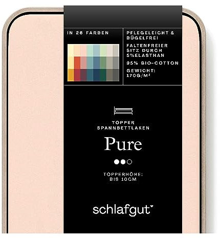 Schlafgut Pure Topper Spannbettlaken 180x200cm bis 200x220cm Red Light, Spannbetttuch aus weicher Biobaumwolle