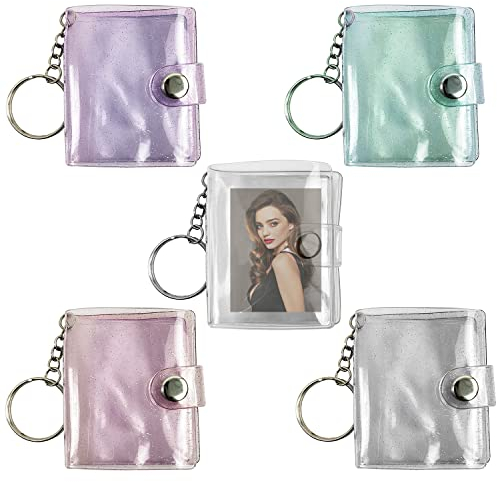 5 Stück Mini Fotoalbum 2 Zoll-Mini Fotoalbum Schlüsselanhänger, Fotoalbum Klein, Tragbares Fotoalbum, 20 Fotos Binder, Schlüsselanhänger Zubehör, Kreatives Geschenk, Personalisierte Geschenke