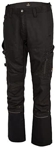 Hans Schäfer Workwear HSW Smart – Lange Arbeitshose für Herren – Modische Cargo-Bundhose mit Knietaschen und Cordura-Verstärkung – Stretch-Slim-Fit – Schwarz, 28