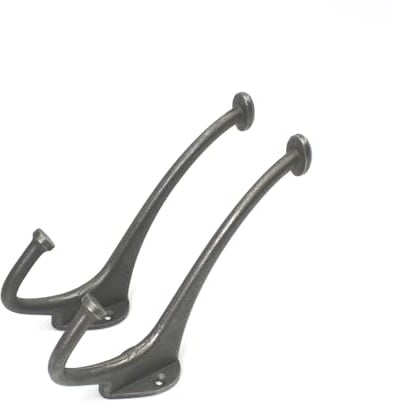 Oakcrafts - Antique Cast Iron Flat Top Double Hat & Coat Hook 150mm - Pack of 2