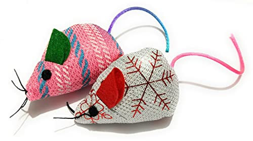 SugarToys - 2 Peluches Noël pour Chat en Forme de Souris, 6cm Environ, Cadeau pour Chat