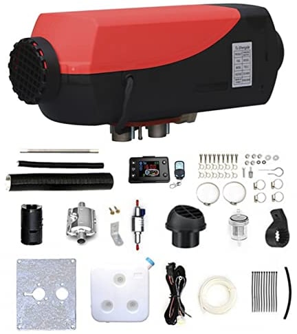 Calefacción Estacionaria 12V/24V 5KW Calentador de Aire Diesel con Pantalla LCD, Control Remoto y Silenciador, Calentador de Estacionamiento para Coche Furgoneta Automóvil Camiones Barco,12V
