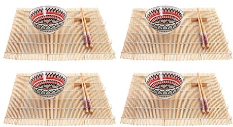 DKD Home Decor Set de Sushi de la Marca, Color Multicolor, de bambú y gres (33 x 64,5 x 32,5 centímetros)
