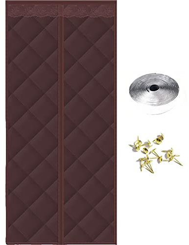 Fopytu Winter Thermal Insulated Door Curtain Magnetic Thermal Insulated Door Curtain Household Windproof Sound Warm Insulation Curtain