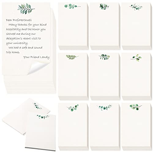 Spiareal 100 Stück grüne Notizkarten, 10,2 x 15,2 cm, Eukalyptusblätter, Blanko-Notizkarton, Blumen-Aquarell-Index, Dankeskarten für Schule, Büro, Hochzeit, Babyparty (Milchweiß)