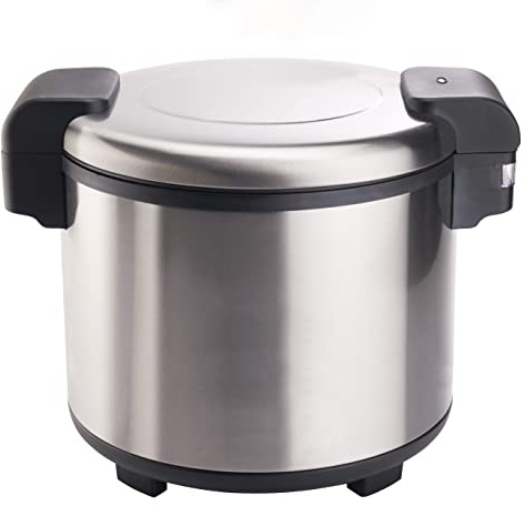 Winco Commercial-Grade Electric Rice Warmer with Hinged Cover, 100 Cup, Silver