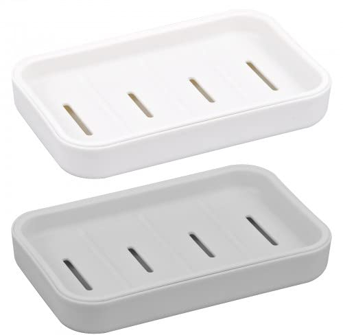 Vesaneae Lot de 2 Porte-Savon Durables avec Égouttoir Amovible, Boîte à Savon de Voyage, Porte-Savons avec Drain pour Cuisine