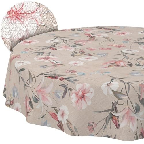 Stoff Tischdecke Tischwäsche Textil Tischtuch Baumwolle Polyester Gewebe abwaschbar pflegeleicht, in rund oval eckig Kalibri Rund 120cm Schnittkante