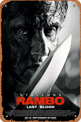 Zuhhgii Retro Rambo: Last Blood (# 7 von 9) Metallschild Vintage-Look Küchenschilder Wanddekoration 2019 Filmposter Bar Dekorationen lustige Blechkunst Plaketten 20,3 x 30,5 cm