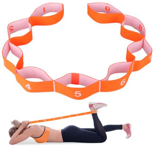CLOPAE Yoga Stretching Band mit 9 Schlaufen, Hochelastischer Gymnastikband, Fitnessbänder Stretch Gurt, Upgrade Erweitern Strap für Effektives Dehnung