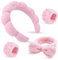 Stirnbänder, Stirnband Handgelenk Waschband Set, Handgelenkbänder, Haarband Schminken, spa stirnband, abschmink haarband, für Mädchen zum Waschen des Gesichts, zum Schminken und zur Hautpflege (Rosa)