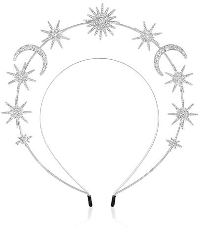 1 Stück Doppellagiges Silbernes Stirnband, Damen-Stirnband, Stern-Mond-Stirnband, Stern-Strass-Stirnband, Mond-Kostüm, Geeignet Für Geburtstage, Partys, Bankette