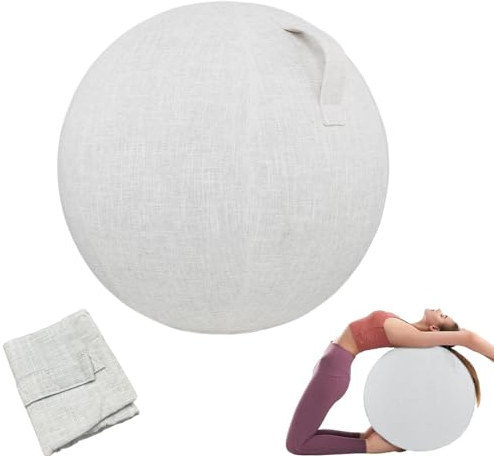 PEESHON Schutzhülle für Gymnastikball,Yoga Ball Abdeckung,65cm Gymnastikball Bezug Faltbar Sitzbälle Stoff Bezug für Fitnessball Pilates Yogaball/Büroball Balance Ball