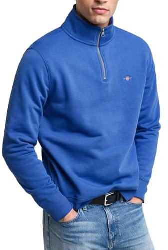 GANT Men's Reg Shield Half Zip Sweat Sweatshirt, Lapis blue, XL