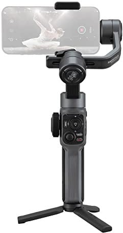 Jemora Smooth 5 Handheld 3-Axis Smartphone Gimbal Stabilizer with Dolly Zoom Smart Tracking Timelapse Gesture Control AI Editing Tripod for Most Smartphones Live Stream Video Recording