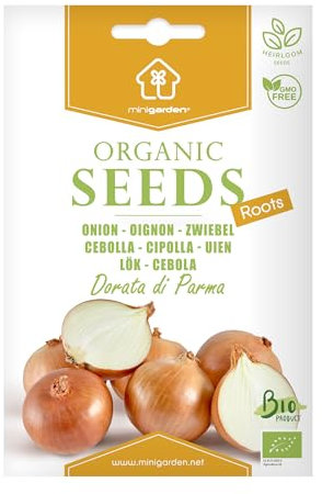 Zertifizierte Bio-Zwiebel-Samen 'Dorata di Parma' von Minigarden – 100% natürlich, GVO-frei, bereit zur Aussaat – 200–250 Samen, reproduzierbar
