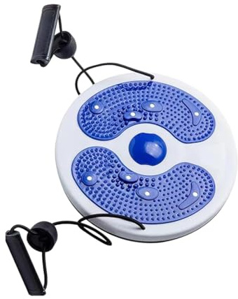Waist Twisting Disc, Waist Whisper, Waist Whisper twisting Disc Board for Exercise, Fitness Turntable for Home Workout, Waist Wriggling Plate with Resistance Bands and Foot Massage (Blue)