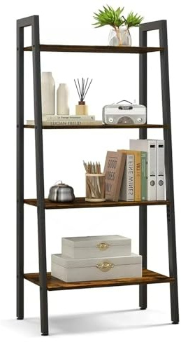 DEILALY 4-Tier Ladder Bookshelf, Small Space Storage Rack for Bedroom, Home