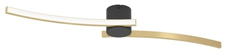 EGLO LED Deckenlampe Aieta, Deckenleuchte für Büro und Küche | Bürolampe Decke, Küchenlampe aus Metall in Schwarz und Kunststoff in Messing, neutralweiß, 13 x 72 cm