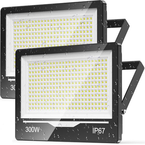 TOPAUBUB LED Strahler Außen Hofbeleuchtung 300W 2 Stücke - 30000LM Superhell LED Scheinwerfer 230V Fluter Außen 6500K Kaltweiß IP67 Wasserdicht Flutlichtstrahler für Garten, Sportplatz