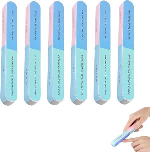 6 PCS Limas de Uñas de Varios Lados de Esponja Pulida Limas de Uñas Barras de Arena Herramientas de Manicura Herramientas, 7 Pasos de Cuidado Profesional para Hogares, Salones de Uñas, Cuidado de Uñas