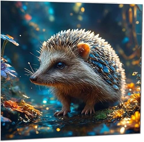 Igel-Grußkarte, schöne Igel-Geburtstagskarte, 145 x 145 mm