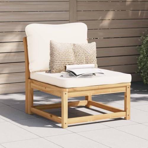 Tidyard Gartensofa mit Kissen,Mittelsofa mit Latten-Design, Modular Loungesofa für Garten Terrasse, Ecksofa Gartenmöbel, Massivholz Akazie