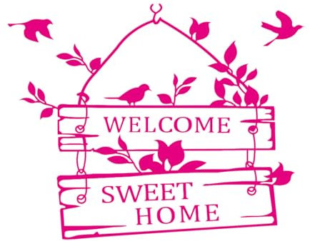Wandaufkleber „Willkommen, Sweet Home“, Türschild, Dekoration, für Flur, Eingangsbereich, Vinyl, Kinderzimmer, Inneneinrichtung, kreatives Design, Wandaufkleber-L-57x71cm-Rose Red