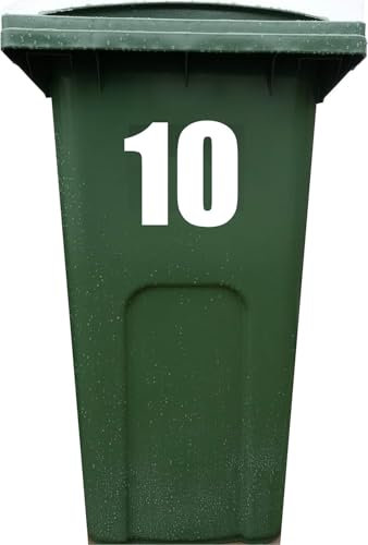4X Bin Sticker Vinyl Numbers 1-99 Large Recycling Box Wheelie Bin Self Adhesive Peel and Stick (White)