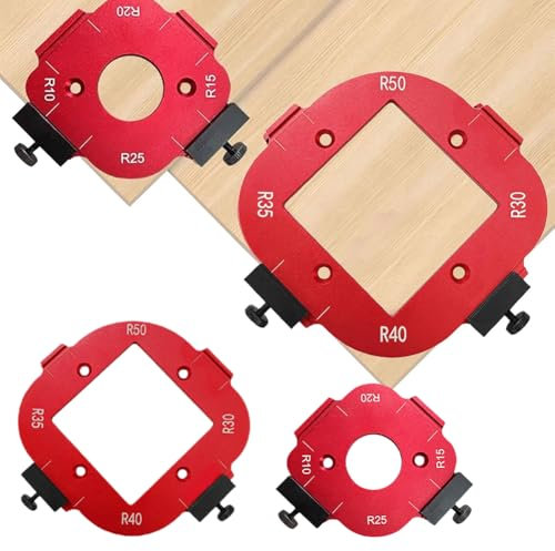 Radius Jig Router - Plantillas de aleación de aluminio (2 piezas, para enrutador de mesa, esquinas, para carpintería R10, R15, R20, R25, R30, R35, R40, R50, 2 unidades, 4 en 1)