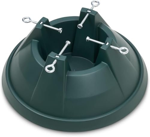 Pelle & Sol Christmas Tree Stand for Real Trees – Durable Christmas Tree Base with 5 Heavy-Duty Bolts, 0.5-Gallon Water Reservoir – Stable Christmas Tree Stand for 6ft Trees – Green Xmas Tree Holder