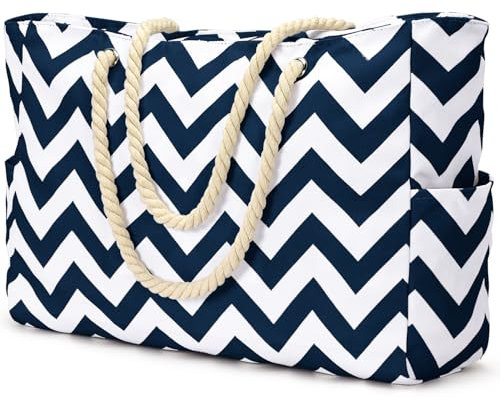 oscaurt Strandtasche Tote Bag Shopper Tasche Damen Badetasche XXL Familie Umhängetasche Groß Wasserdicht Beach Bag mit Reißverschluss Weekender Damen Saunatasche Faltbare Reisetasche