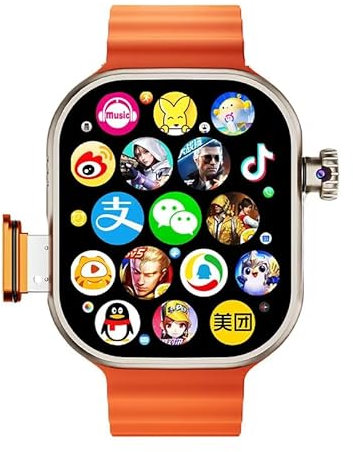 K06 Smartwatch SIM Card 4G Network Android8.1 Apps Download 2.06-inch 180rotation Camera GPS WIFI Health Monitor (Silver,2G 32G)