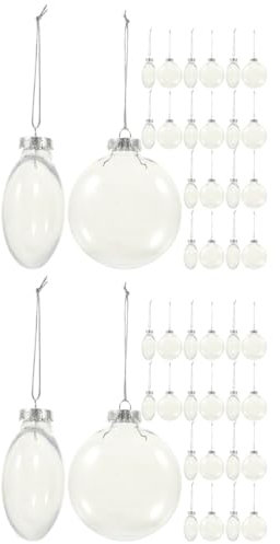 Gatuida 2 Set Palla Piatta Natalizia Vuota Trasparente Albero Natale Christmas Tree Feste Natale Chiaro Ornamenti Chiari Per L'artigianato Decorazione Dell'albero Di Natale 36 Pezzi * 2