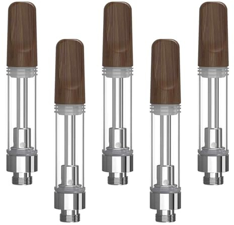 CannBro Cartuchos CBD, 1.0ml-5 paquetes, Hilo 510, Acero Inoxidable de Grado Alimenticio 304, atomizadores, Cartuchos para Aceite de CBD, Aceite de Cáñamo y E-Líquido, Libre de Nicotina (Madera Real)
